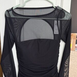 Abercrombie & Fitch Black Sheer Long-Sleeve Bodysuit
